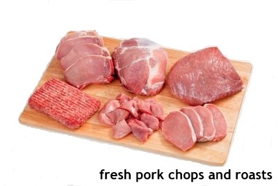 Fresh pork chops and roasts